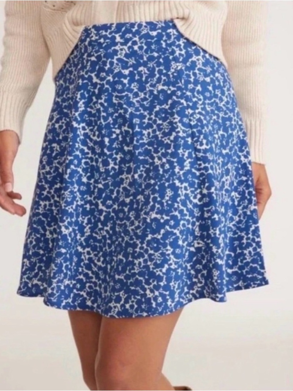 Marine Layer Blue & White Floral Skater Skirt